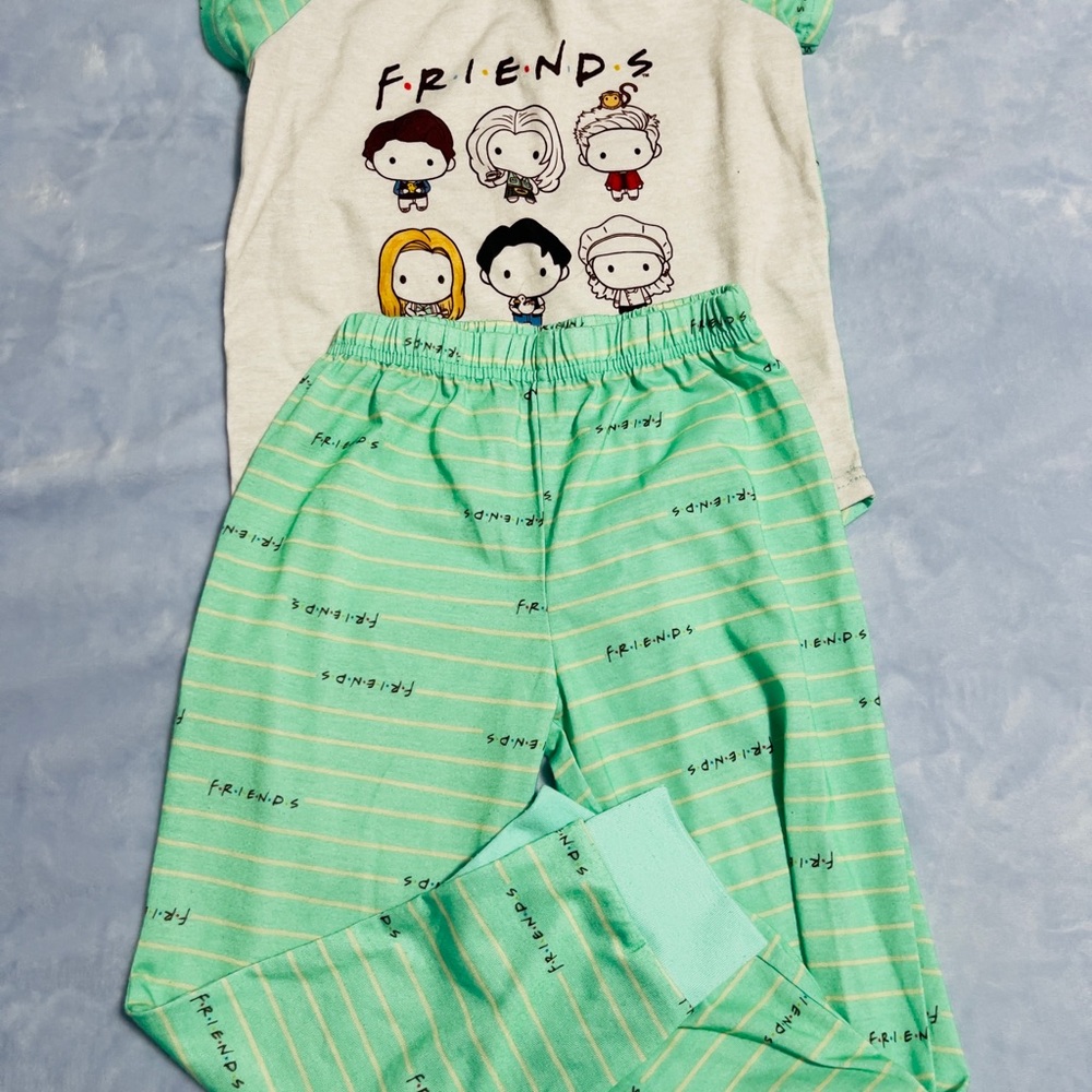 Kids Pajamas with Cartoon Characters - Green and White